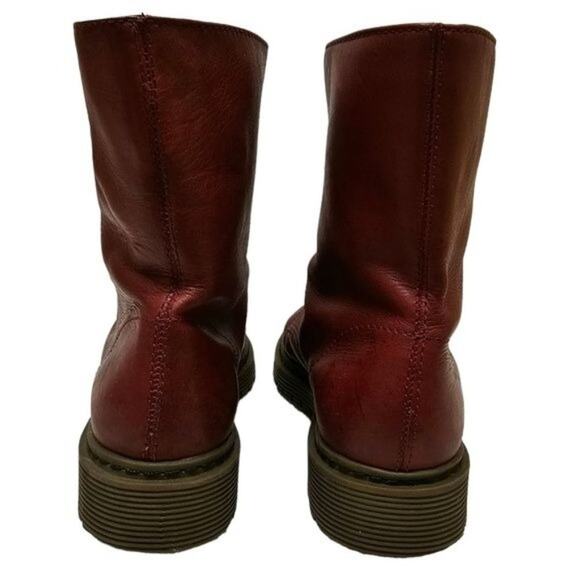 Schutz Boots Womens Size 5 Burgundy Leather Combat Moto Style Lace Up Grunge - Picture 7 of 14